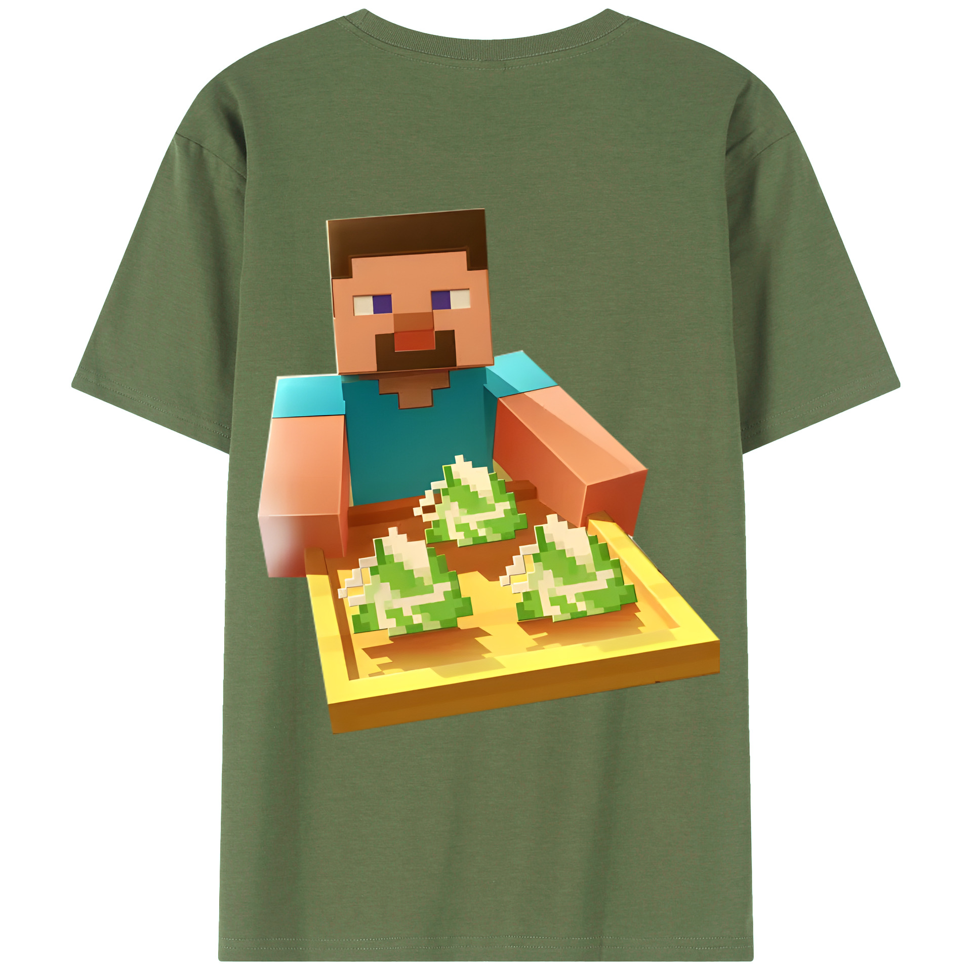 （画像用） マインクラフト ブロックの世界 Minecraft MC Block world 綿100％ メンズ半袖Tシャツ（バックプリント） 通気性